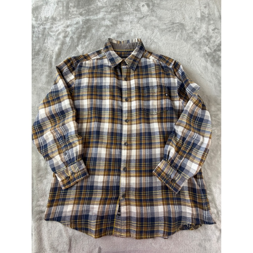 Marmot Button Up Shirt Mens Large Brown Blue Plaid Flannel G53760 Outdoor